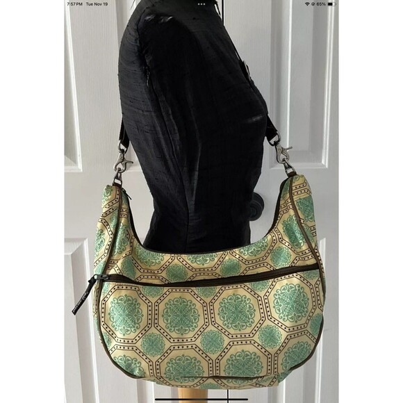 Petunia Pickle Bottom Touring Tote Diaper Bag Crossbody Beige/Teal ****READ - Picture 2 of 12